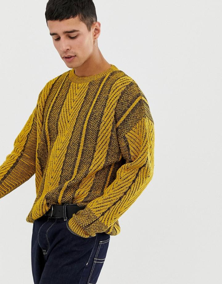 Collusion Cable Knit Sweater - Yellow