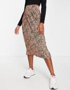 Monki Recycled Plisse Midi Skirt In Ditsy Floral-multi