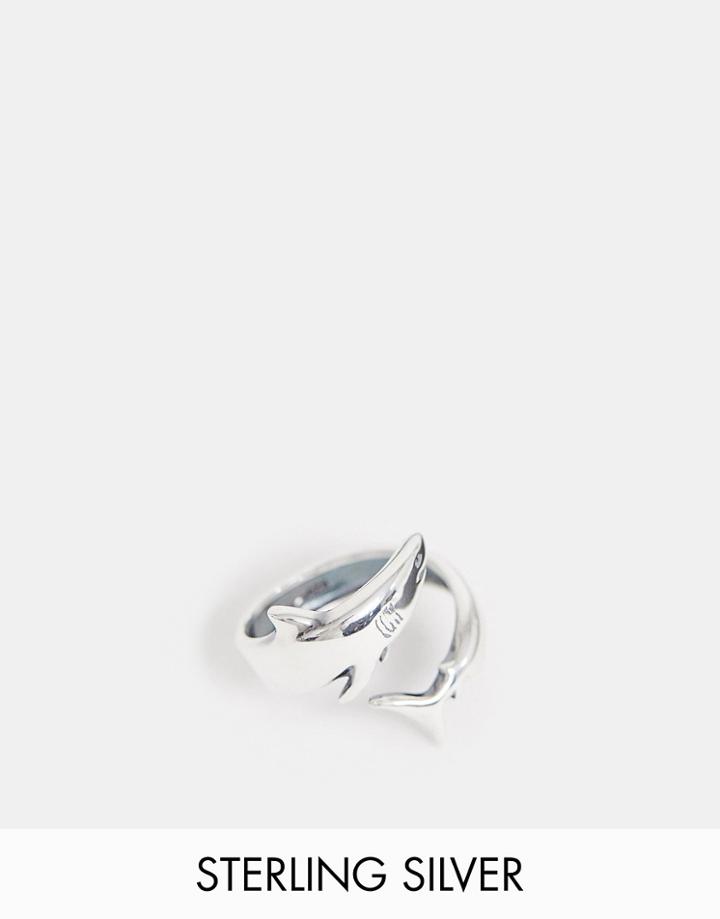 Asos Design Chunky Sterling Silver Shark Ring - Silver