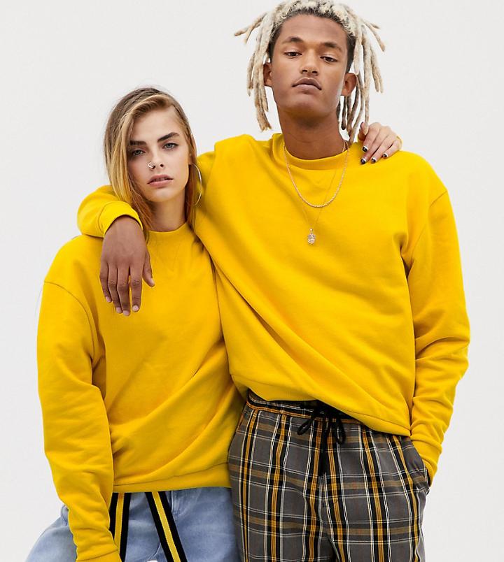 Collusion Unisex Sweatshirt In Yellow - Yellow