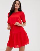 Asos Design Tiered Mini Dress - Red