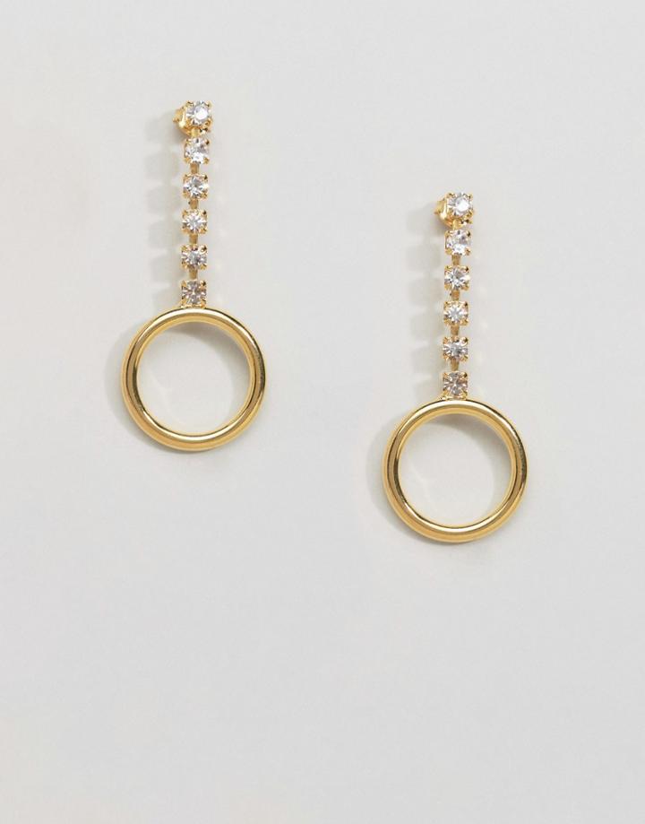 Gogo Philip Gold Plated Gem Drop Hoop Earrings - Gold
