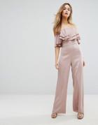Lipsy Bandeau Jumpsuit With Ruffle Detail - Pink