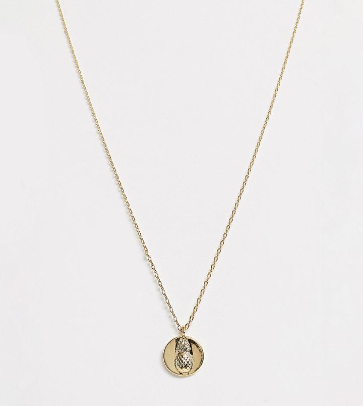 Orelia Gold Plated Embossed Pineapple Pendant Necklace