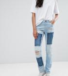 Noisy May Tall Scarlet Jeans With Patches - Blue