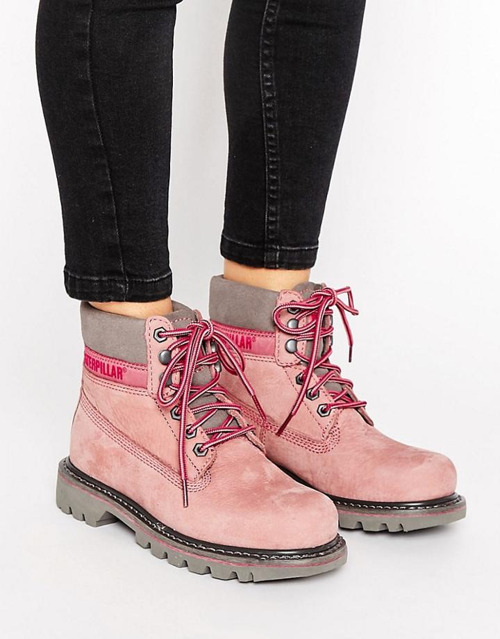 Cat Colorado Lace Up Flat Boot - Pink