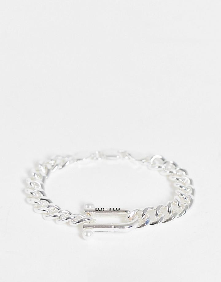 Wftw Pearl Clasp Bracelet In Silver