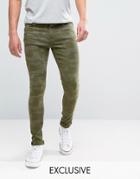 Brooklyn Supply Co Super Skinny Fit Jeans In Green Camo - Green