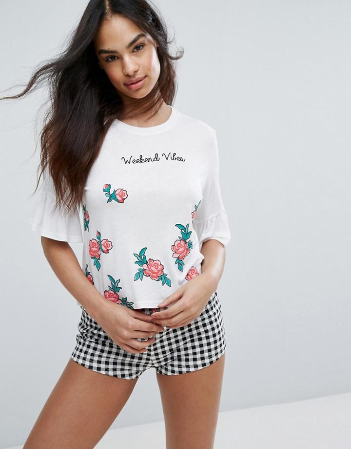 New Look Weekend Vibes Gingham Pyjama Shorts Set - Black
