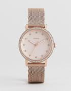 Fossil Es4364 Neely Mesh Watch In Rose Gold 34mm - Gold