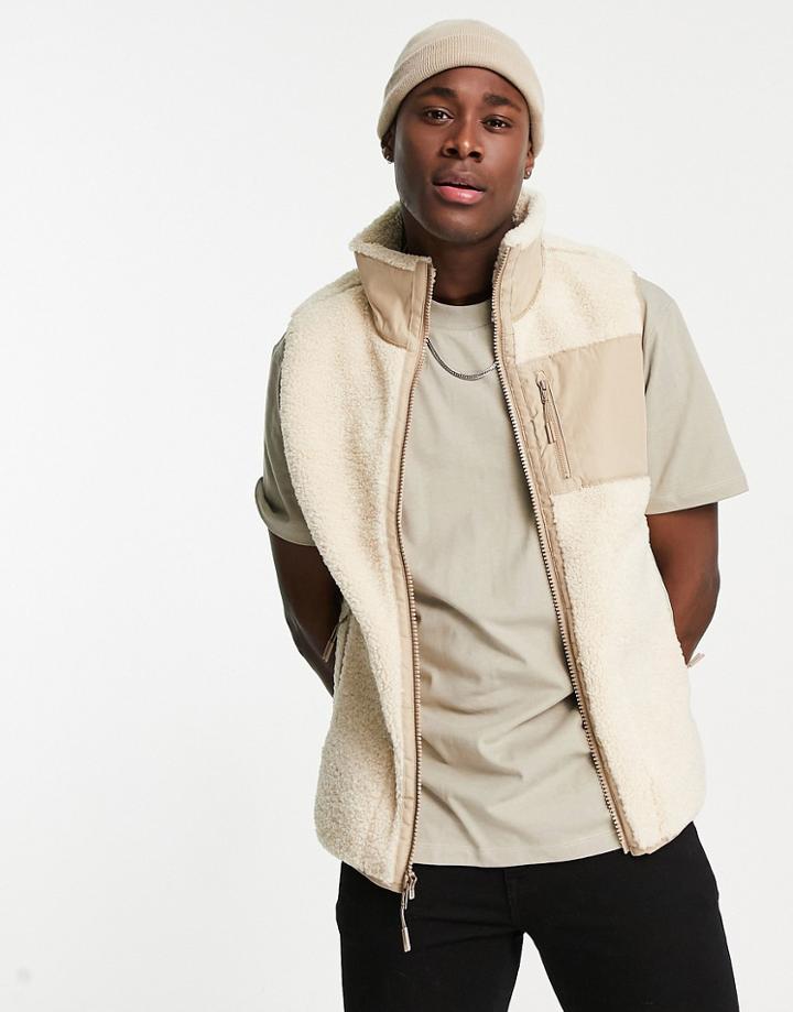 Abercrombie & Fitch Sherpa Vest In Cream-white