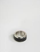 Aldo Textured Band Ring In Black - Black