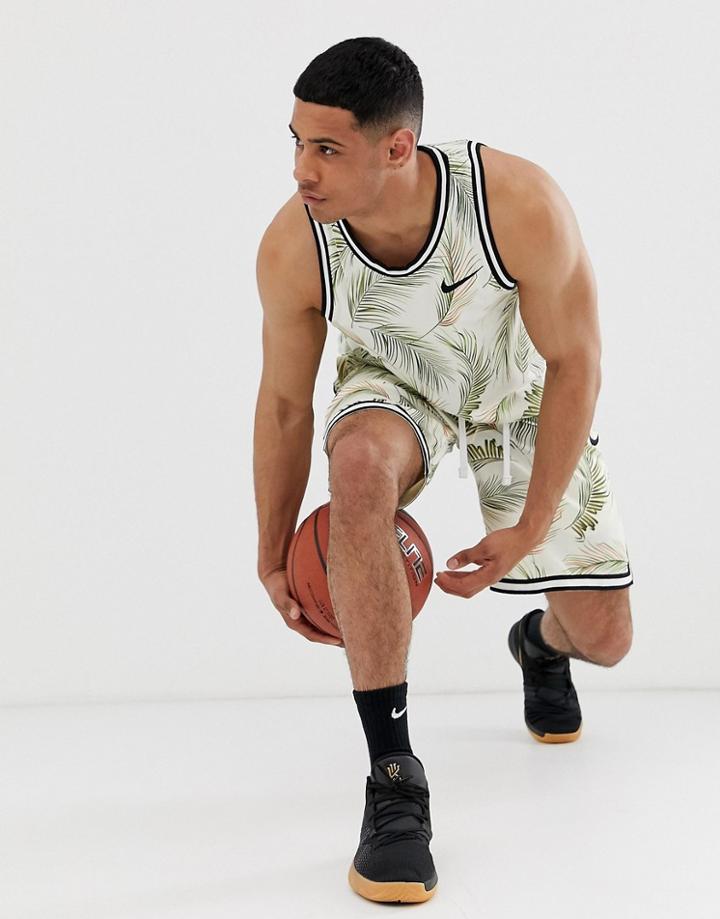 Nike Basketball Leaf Print Tank In Cream