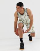 Nike Basketball Leaf Print Tank In Cream
