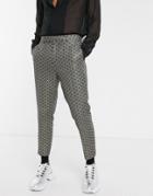 Asos Design Slim Smart Pants In Gold Jacquard