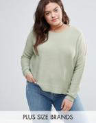 Brave Soul Plus Sweater With Cold Shoulder - Green