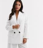 Asos Design Petite Cream Cord Suit Blazer-white