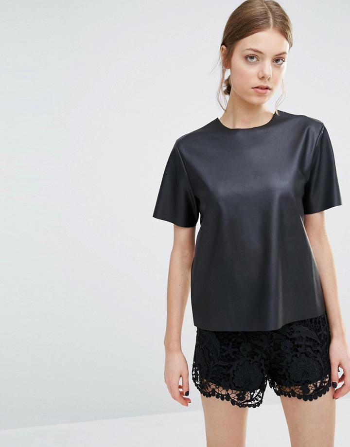 Sportmax Code Black Leather Look Top - 001 Black
