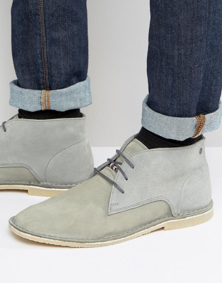 Jack & Jones Damon Desert Boots In Leather - Gray