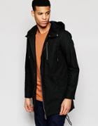 Pull & Bear Lightweight Parka Jacket In Black - Black