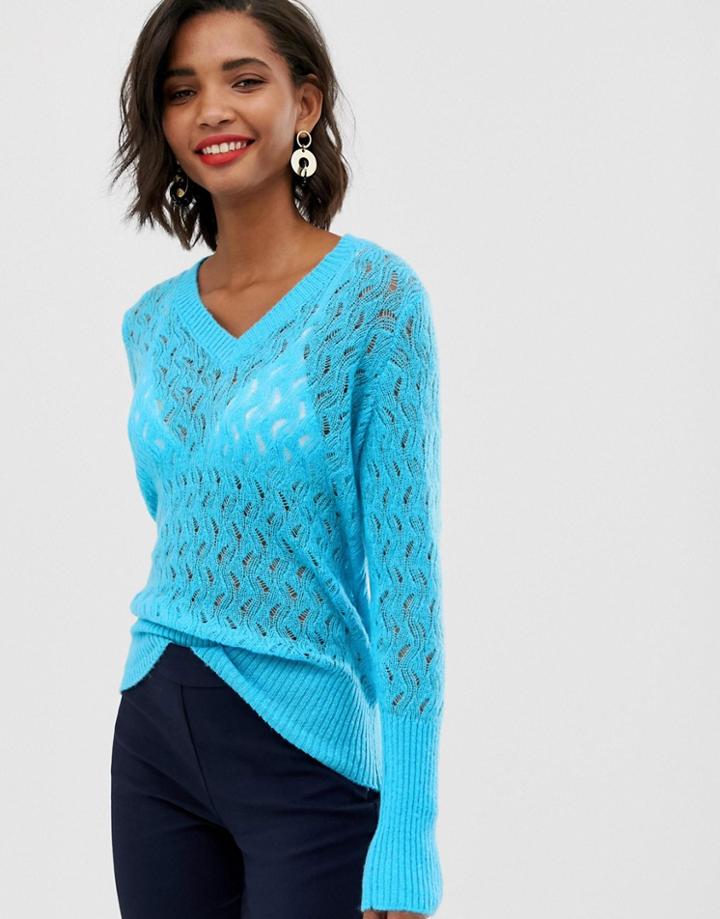 Y.a.s V Neck Knitted Sweater - Blue