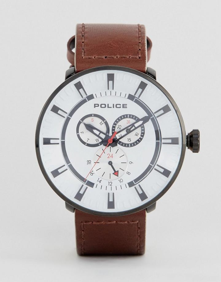 Police Mens League Watch In Brown - Brown