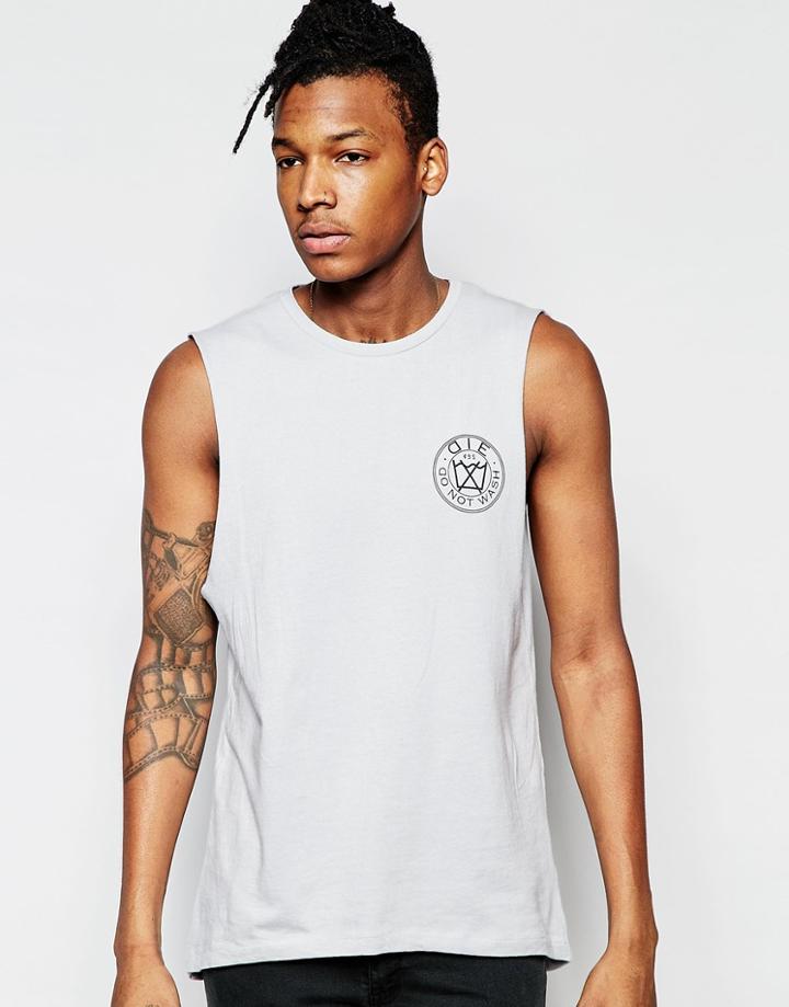 D.i.e. Cut Off Sleeves T-shirt Chest Logo In Gray - Gray