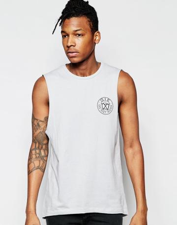 D.i.e. Cut Off Sleeves T-shirt Chest Logo In Gray - Gray