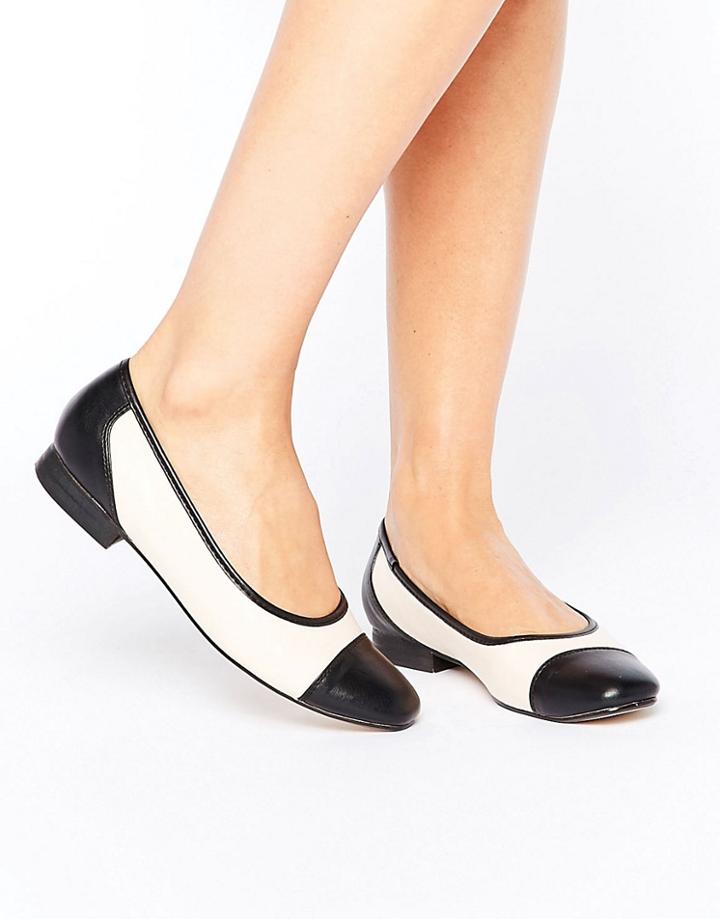 Asos Lucie Toe Cap Square Toe Ballet Flats - Beige