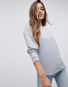Asos Design Lightweight High Neck Sweatshirt In Gray