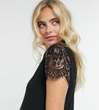 Asos Design Maternity T-shirt With Lace Sleeve Detail In Black