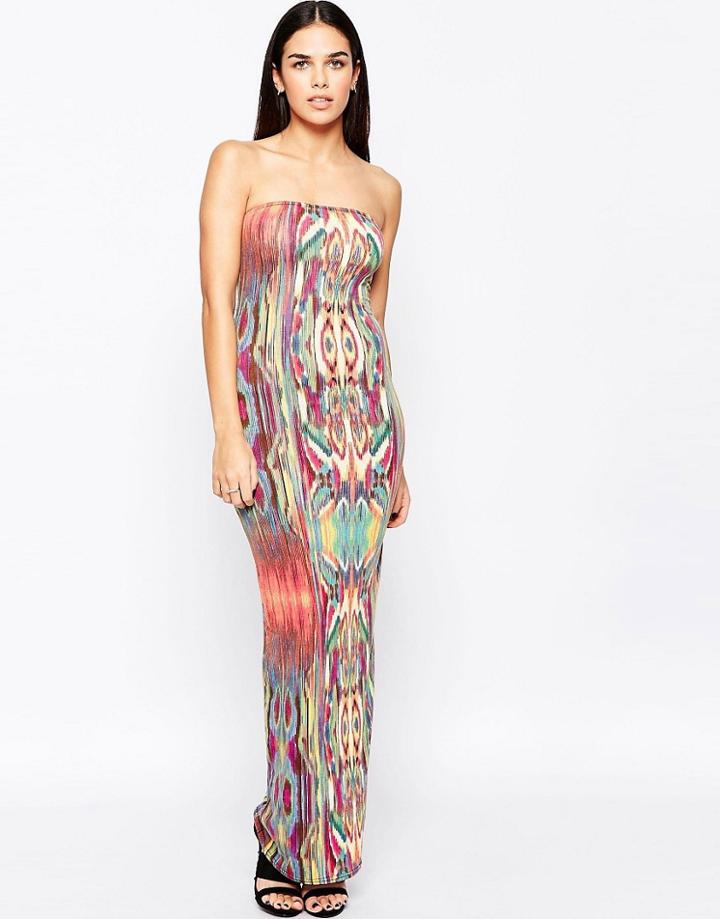 Club L Essentials Tube Maxi Dress In Tribal Print - Multi