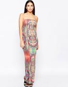 Club L Essentials Tube Maxi Dress In Tribal Print - Multi