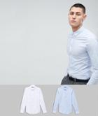French Connection 2 Pack Slim Fit Shirts-white