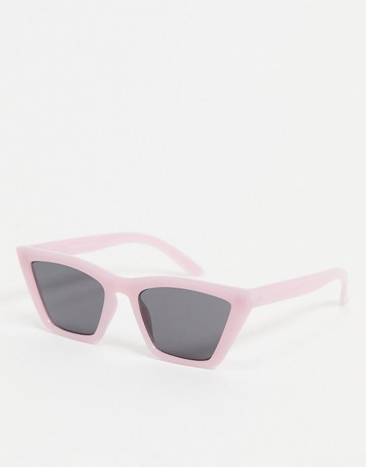 Monki Stine Pointed Cat Eye Sunglasses In Pink