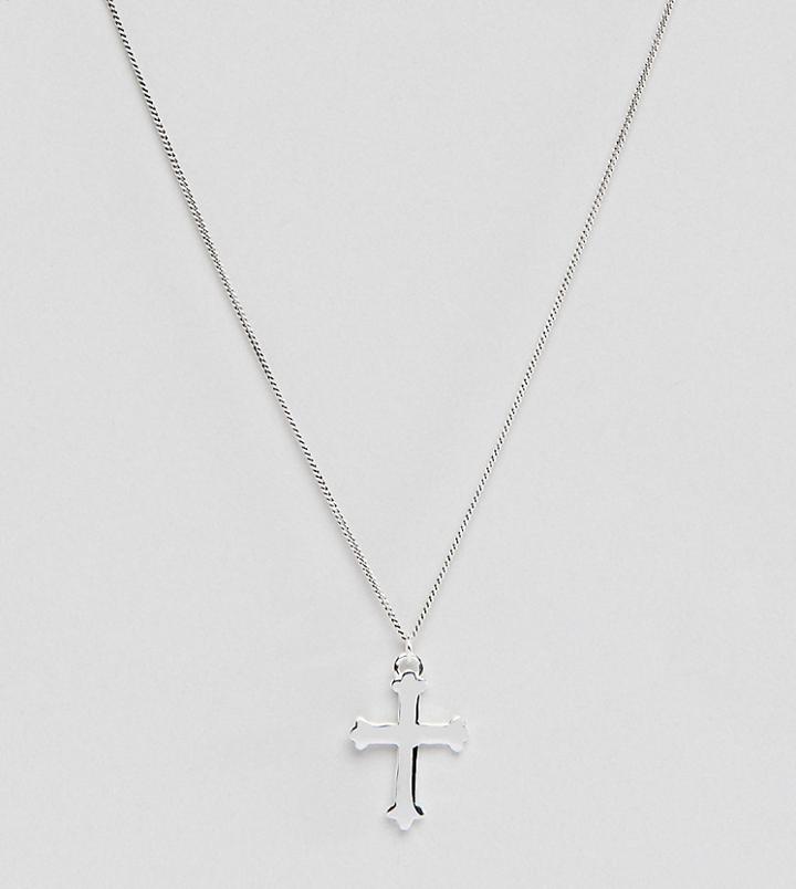 Asos Sterling Silver Necklace With Cross - Silver