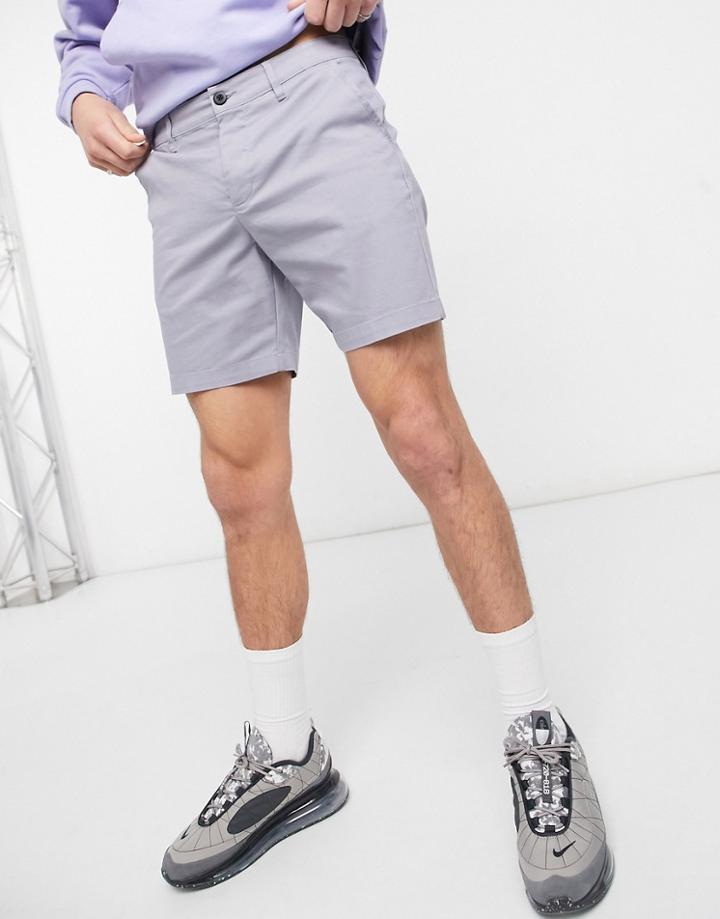Asos Design Slim Chino Shorts In Blue-blues