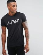 Armani Jeans T-shirt With Aj & Eagle Logo In Slim Black - Black