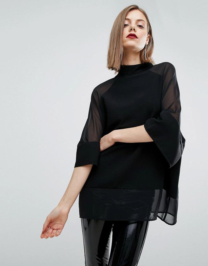 Asos Sheer And Solid Oversize Tee - Black