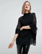 Asos Sheer And Solid Oversize Tee - Black