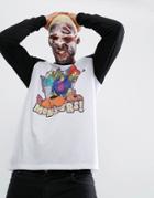 Asos Halloween Scooby Doo Relaxed Raglan Long Sleeve T-shirt - White