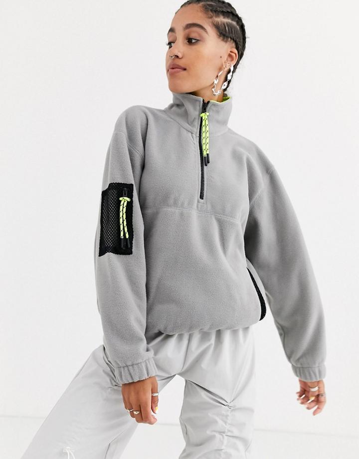 Asos Design Oversized Fleece With Fluro Trims-cream