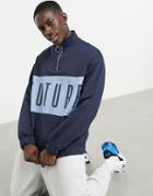 Asos Dark Future Oversized Half Zip Sweatshirt In Color Block-navy