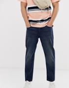 Asos Design Classic Rigid Jeans In Vintage Dark Wash Blue