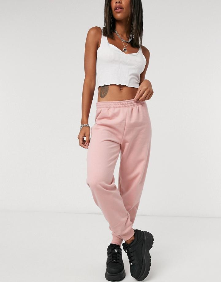 Topshop Shirred-waist Sweatpants In Pink