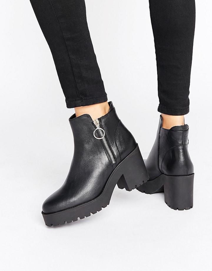 Mango Zip Detail Ankle Boot - Black