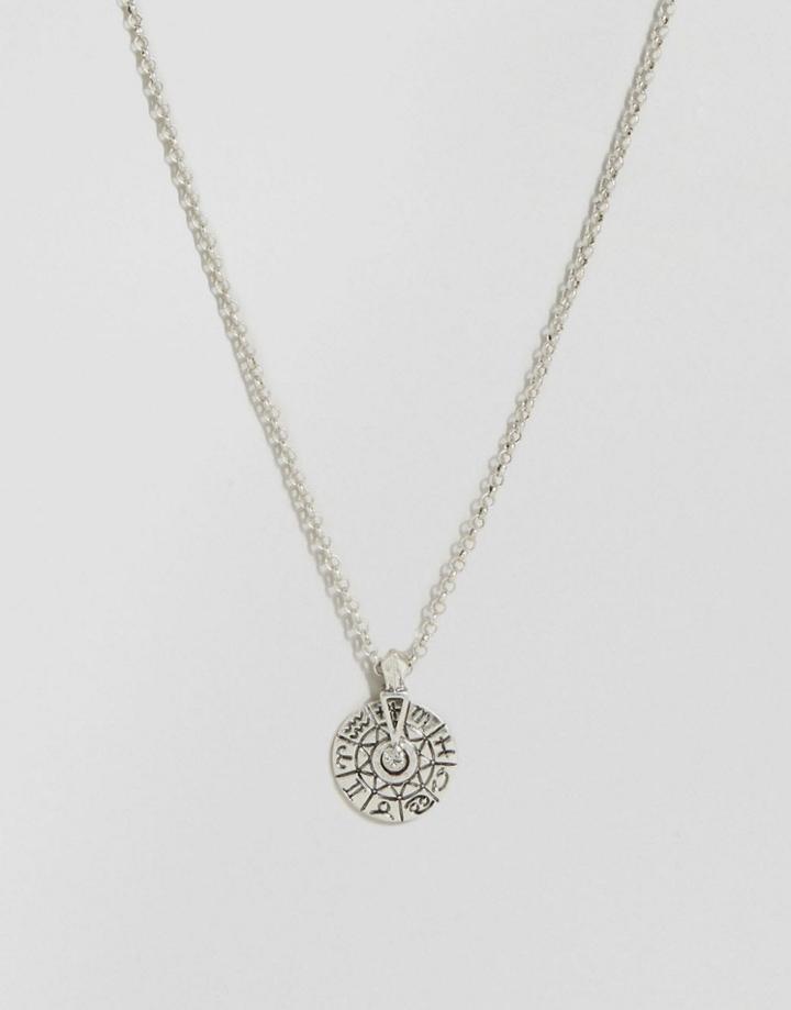 Asos Spinning Wheel Necklace In Burnished Silver - Multi