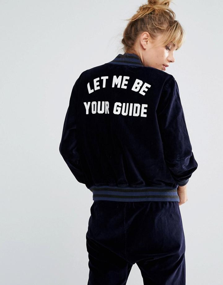 Wildfox Let Me Be Your Guide Baseball Jacket - Navy