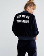 Wildfox Let Me Be Your Guide Baseball Jacket - Navy