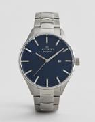 Accurist Silver Watch With Blue Dial - Silver